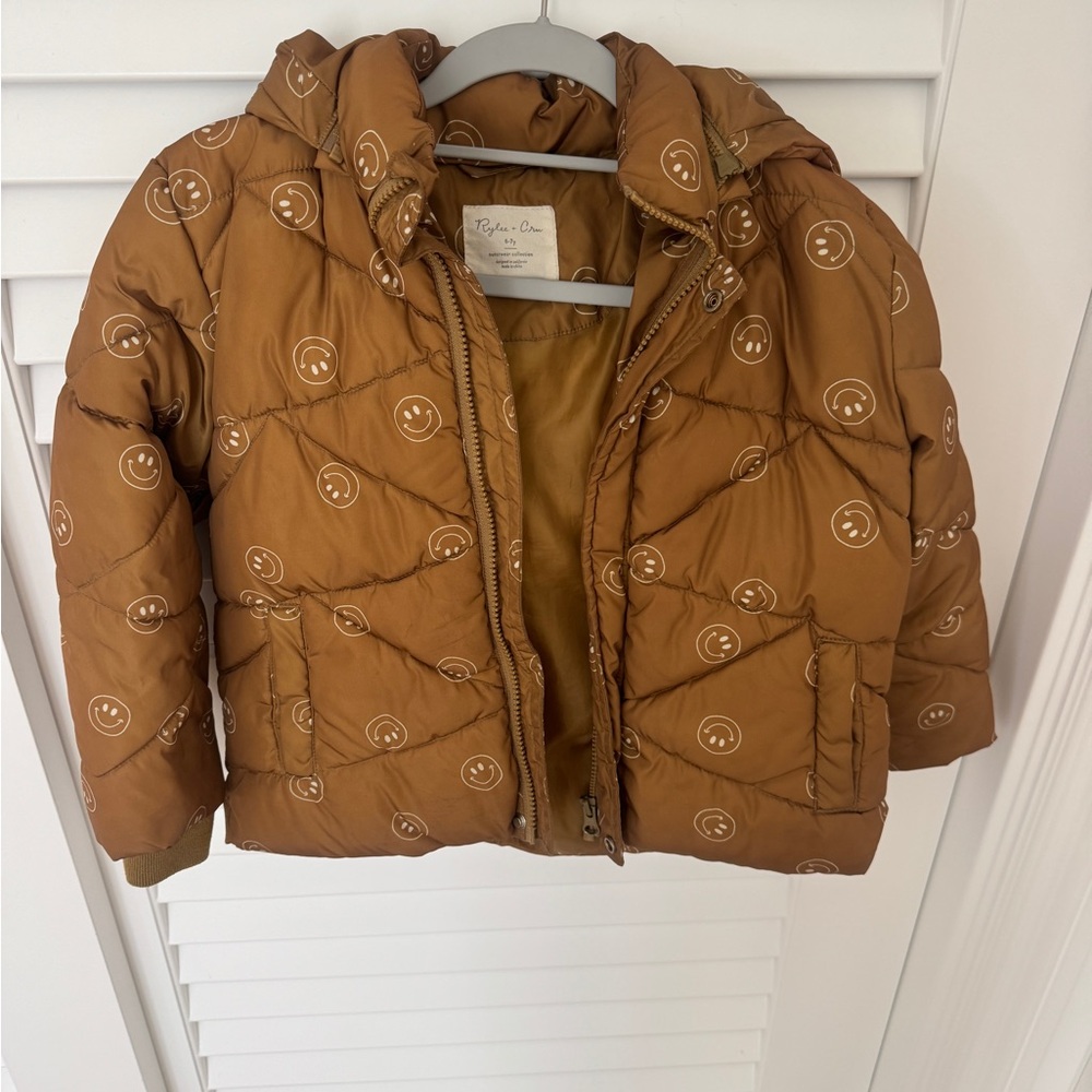 Rylee + Cru Brown Smiley Face Kids Puffer Jacket
